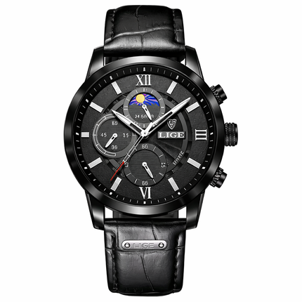 LIGE Herrenuhr mit Lederarmband – Klassische Quarzuhr für Herren 