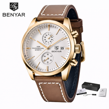 Benyar Elegance Classic Herrenuhr – Luxuriöser, von der Luftfahrt inspirierter Chronograph 