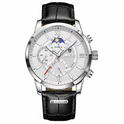 LIGE Herrenuhr mit Lederarmband – Klassische Quarzuhr für Herren 
