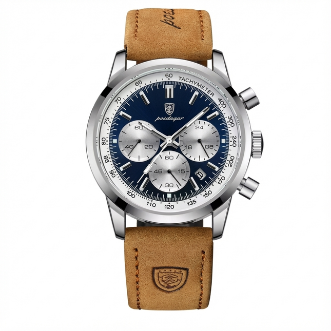 Poedagar 911 Luxus-Herrenuhr – Saphirglas &amp; Echtleder